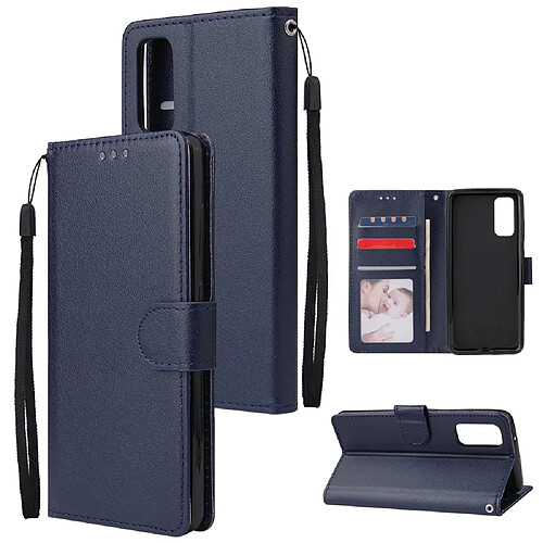 Etui en PU avec lanière bleu pour votre Samsung Galaxy S20