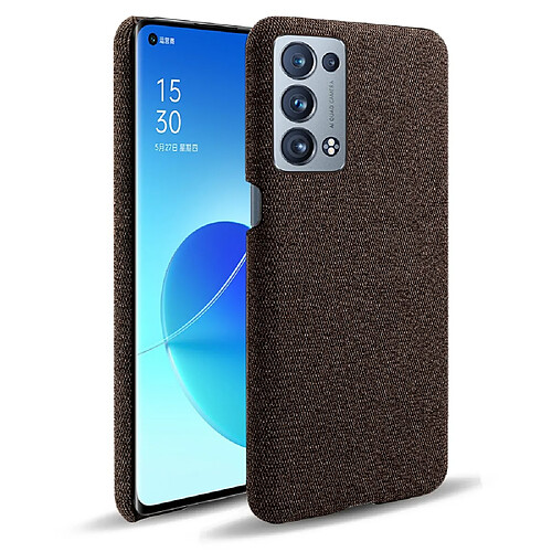 Coque en TPU + PU Tissu enduit bien protégé café pour votre Oppo Reno6 Pro+