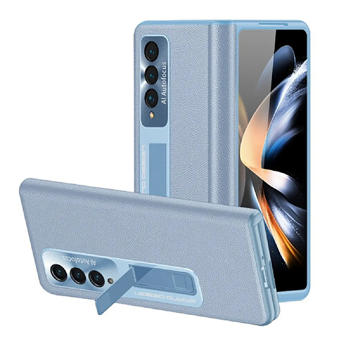 Coque en TPU + PU avec béquille pour votre Samsung Galaxy Z Fold4 5G - bleu