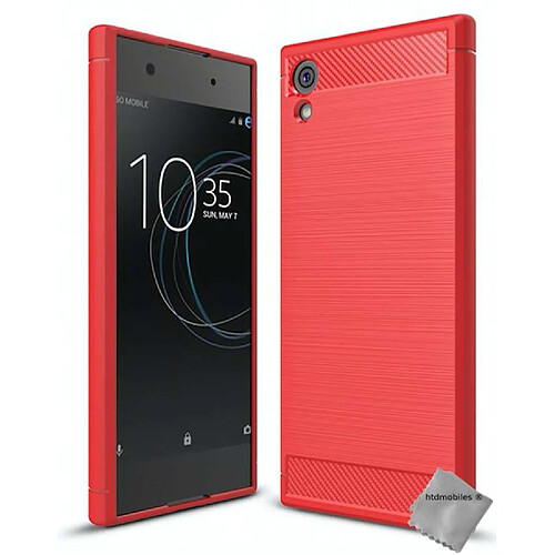 Htdmobiles Coque silicone gel carbone pour Sony Xperia XA1 + verre trempe - ROUGE