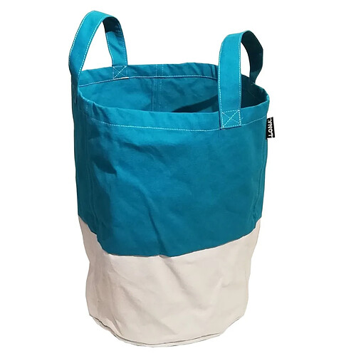 Lona Sac de plage 100% coton Porta vert et blanc cassé.