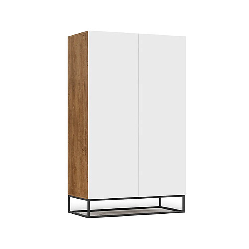 Bestmobilier Roman - armoire - bois et blanc - 120x200 cm