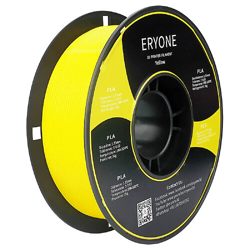 None Filament PLA ERYONE pour imprimante 3D 1,75 mm Tolérance 0,03 mm 1 kg (2,2 lb)/bobine - Jaune