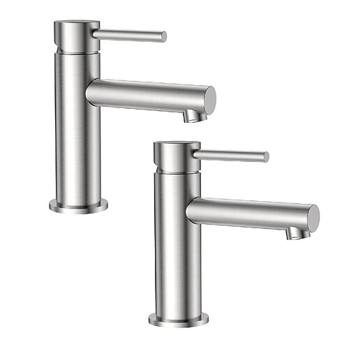 2PCS CECIPA MAX Robinet pour Lavabo, Mitigeur pour Lavabo de Salle de Bain, Robinet pour Salle de Bain Eau Froide et Chaude Brossé