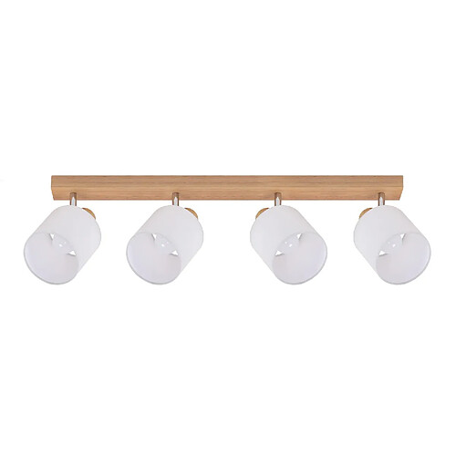 NETTLIFE 4 Spots de plafond salon bois moderne E14 pivotants à 350°MAX.25W lampe écran en tissu pour chambre cuisine couloir (sans ampoule)