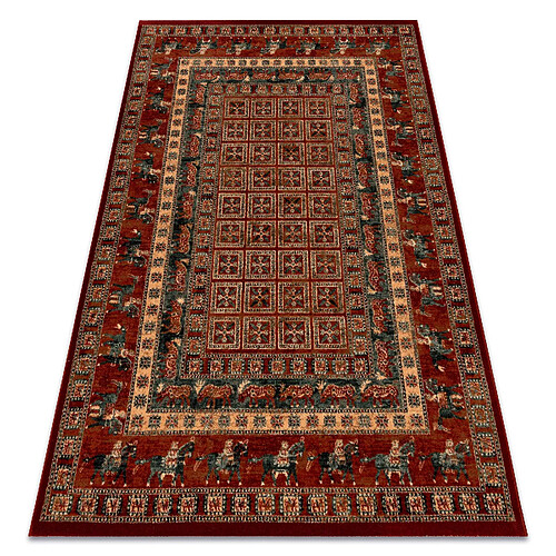 RUGSX Tapis en laine KASHQAI 4301 300 oriental, cadre terre cuite vert 240x340 cm