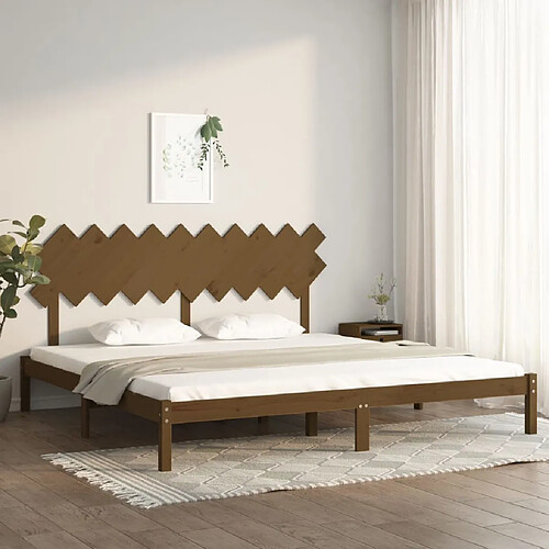 vidaXL Cadre de lit sans matelas marron miel 200x200 cm bois massif