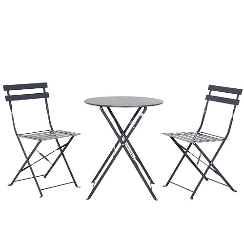 Avril Paris Table et chaises pliantes bistrot balcon terrasse - 2 places - Anthracite - FLORE