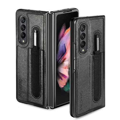 Coque en TPU + PU CASENEO anti-rayures avec porte-stylo noir pour votre Samsung Galaxy Z Fold3 5G