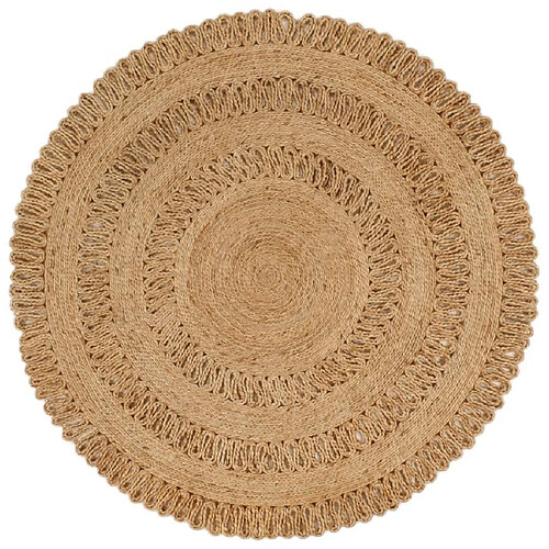 vidaXL Tapis Jute tressé à la main 120 cm Rond