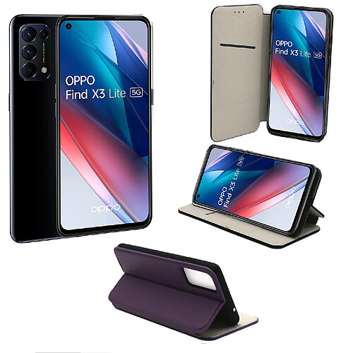 Xeptio Oppo Find X3 LITE 5G Etui Protection Portefeuille violet à Rabat avec Porte Cartes - Housse Oppo Find X3 LITE 5G Folio violette Coque Antichoc