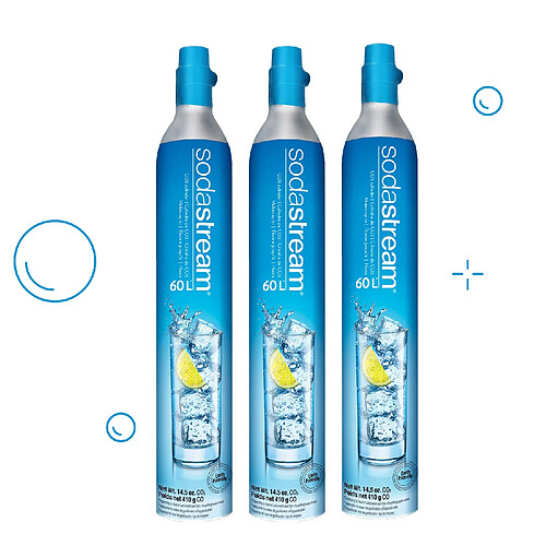 Lot de 3 cylindres de recharge de gaz co2 60l pour machine à gazéifier - 3 x cylindre gaz - SODASTREAM