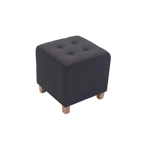 Decoshop26 Tabouret bas repose-pieds pouf capitonné en tissu gris foncé pieds en bois 45x46 cm 10_0000060