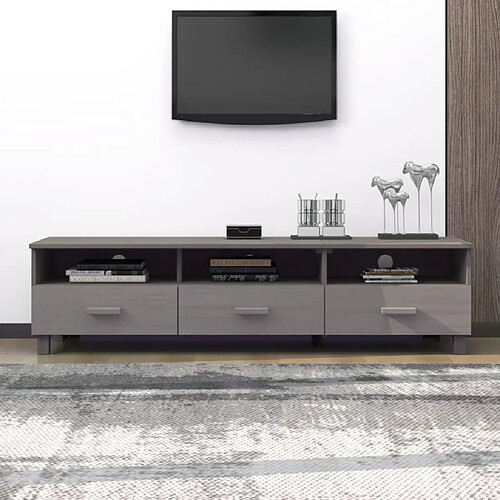 vidaXL Meuble TV HAMAR Gris clair 158x40x40 cm Bois massif de pin