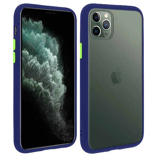 Avizar Coque iPhone 11 Pro Dos Translucide Contour Coloré Mate Rigide Antichoc - Bleu