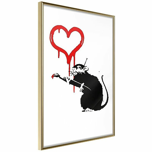 Paris Prix Affiche Murale Encadrée Banksy Love Rat 40 x 60 cm Or