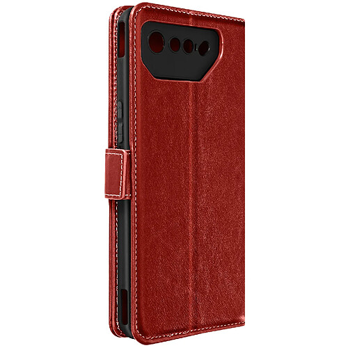 Avizar Housse pour Asus Rog Phone 7 Cuir Véritable Porte-carte Support Vidéo Rouge