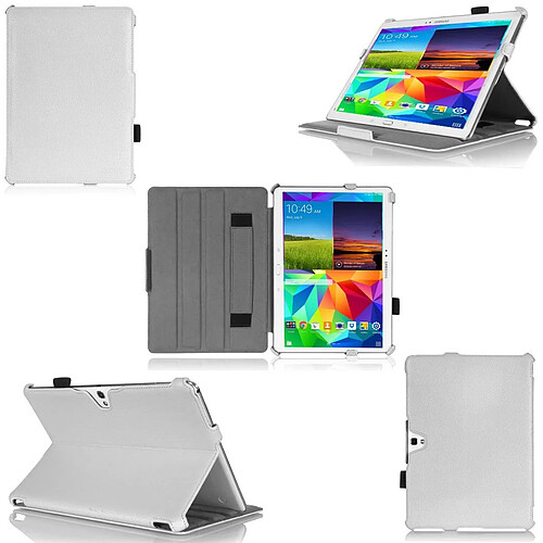 Xeptio Samsung Galaxy Tab S 10.5 pouces : Housse protection Ultra Slim Style Cuir blanc - Etui coque