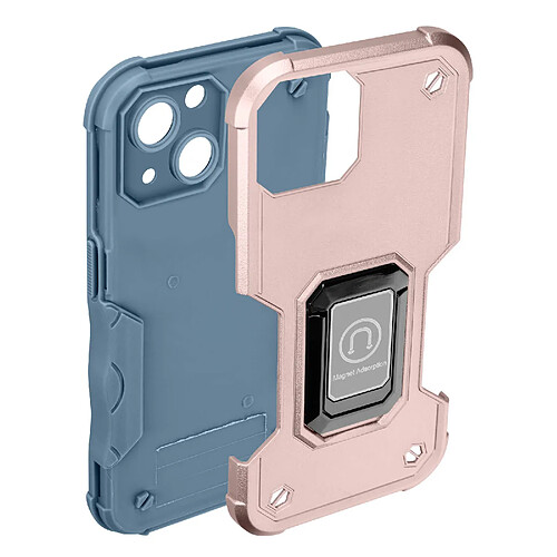 Avizar Coque iPhone 14 Antichoc Hybride avec Anneau Support Magnétique Rose Gold