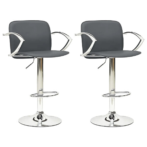 vidaXL Tabourets de bar lot de 2 gris cuir artificiel