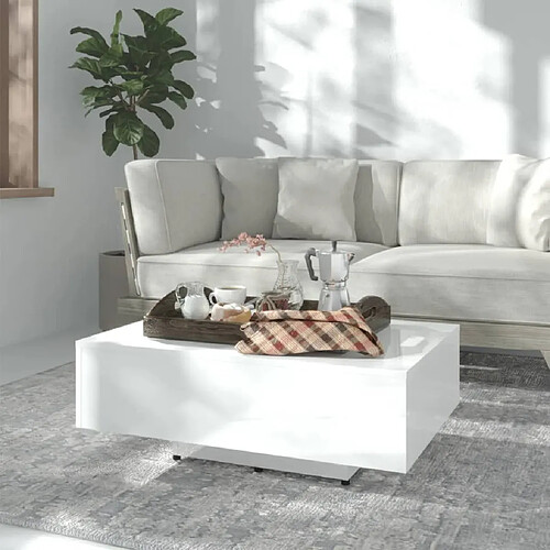 vidaXL Table basse Blanc brillant 85x55x31 cm Bois d'ingénierie