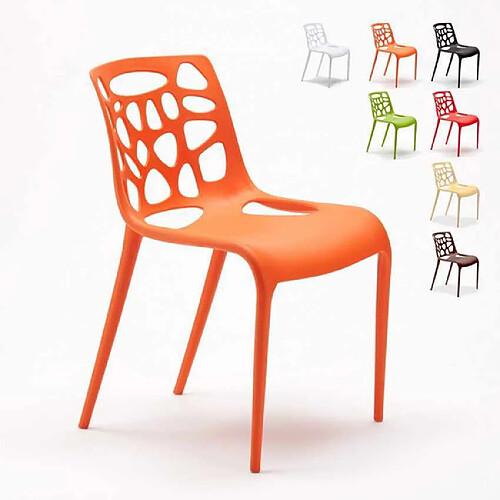 Ahd Amazing Home Design Chaise en polypropylène anti-uv design moderne Gelateria salle à manger et bar café Connubia, Couleur: Orange