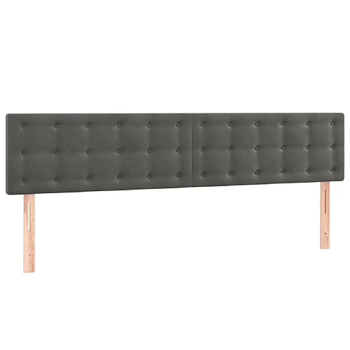 Maison Chic Lot de 2 Têtes de lit design pour chambre - Décoration de lit Gris foncé 100x5x78/88 cm Velours -MN58114