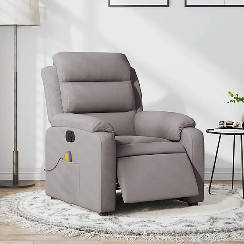 vidaXL Fauteuil de massage inclinable électrique Taupe Tissu