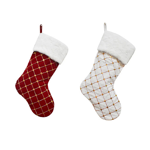 C218 2pcs treillis treillis noël stocking gold paillette sac de bonbons sac de sapin arbre de Noël ornements chaussettes cadeau de vacances sac cheminée pendentif