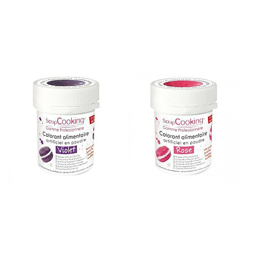 Scrapcooking 2 colorants alimentaires en poudre - violet-rose