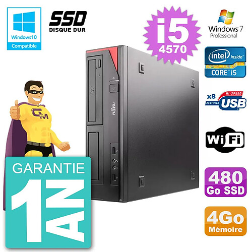 PC Fujitsu Esprimo E520 DT i5-4570 RAM 4Go SSD 480Go Graveur DVD Wifi W7 · Occasion