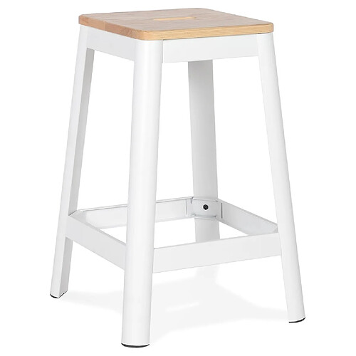 Alterego Tabouret snack mi-hauteur 'LIDYA MINI' blanc style industriel