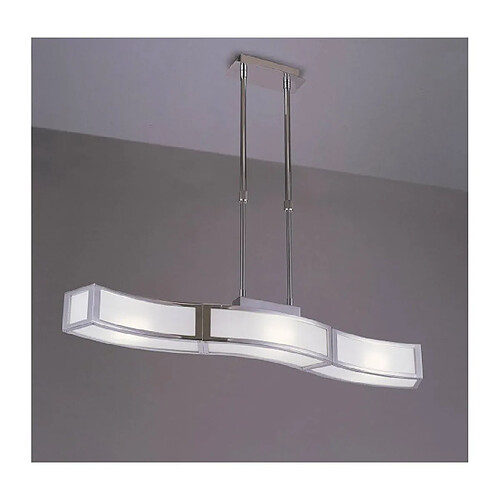 Luminaire Center Suspension Duna E27 3 Ampoules L1 Bar, chrome poli/arylique blanc