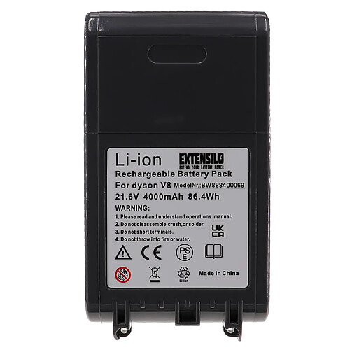 Vhbw EXTENSILO Batterie compatible avec Dyson V8 Absolute, SV10, V8, V8 Absolute Cord-Free aspirateur, robot électroménager (4000mAh, 21,6V, Li-ion)