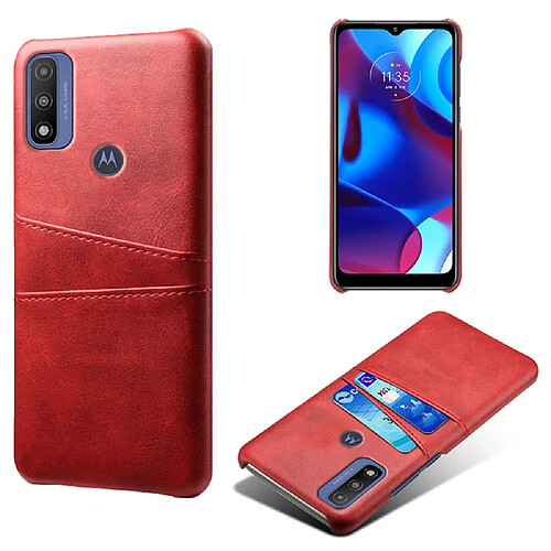 Coque en TPU + PU avec porte-cartes rouge pour votre Motorola G Pure