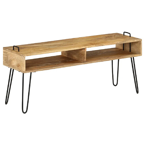 Helloshop26 Meuble télé buffet tv télévision design pratique bois de manguier massif 110 cm 2502133