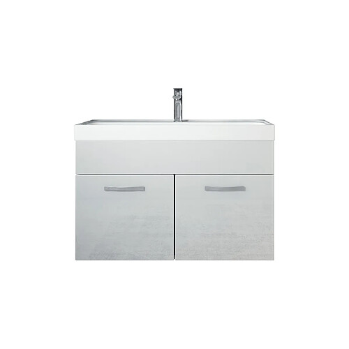 Auco Meuble de salle de bain Paso 01 80x40cm lavabo Blanc brillant – Armoire de rangement