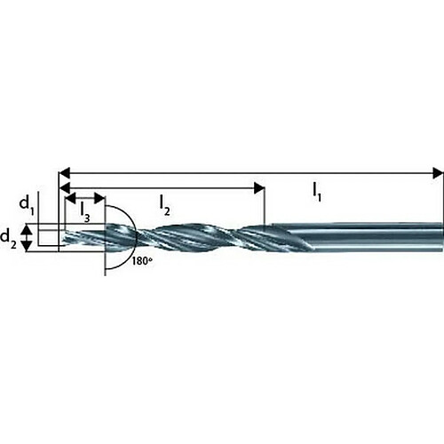 GUHRING Foret étagé à queue cylindrique trou débouchant 180°, filetage M4, foret h9 (d1) x fraise h8 (d2) 4,5 x 8,0 mm