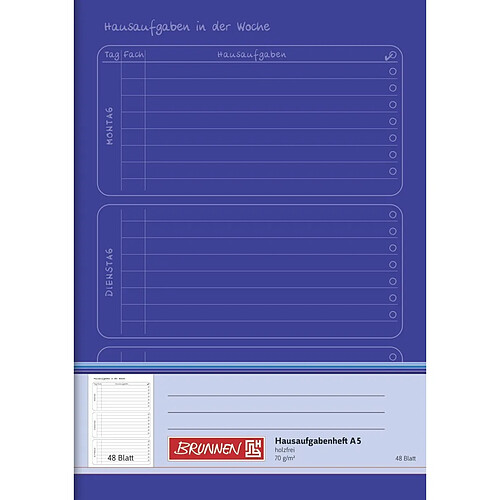 Brunnen Cahier de texte A5 A5, 48 Blatt neutre