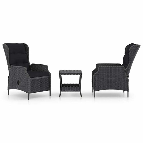 Maison Chic Salon de jardin 3 pcs + coussins - Mobilier/Meubles de jardin - Table et chaises d'extérieur Résine tressée Gris foncé -MN95419