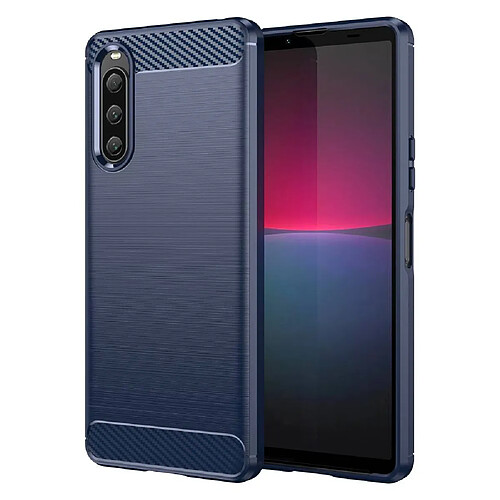 Htdmobiles Coque pour Sony Xperia 10 V - housse etui silicone gel carbone + film ecran - BLEU FONCE