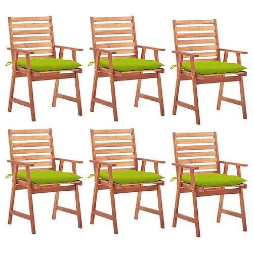 Maison Chic Lot de 6 Chaises à dîner d'extérieur avec coussins | Fauteuil chaises à manger d'extérieur Acacia massif -GKD11897