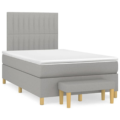 Maison Chic Lit adulte- Lit + matelas,Sommier à lattes de lit et matelas gris clair 120x190 cm tissu -GKD75138