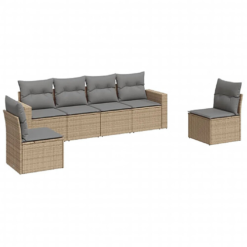 Maison Chic Salon de jardin avec coussins 6 pcs | Ensemble de Table et chaises | Mobilier d'Extérieur beige résine tressée -GKD84103