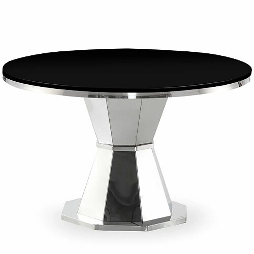 Paris Prix Table de Repas Ronde en Verre Annie 120cm Noir