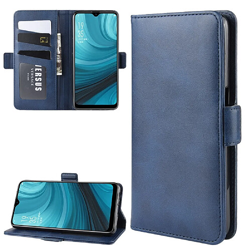 Wewoo Housse Coque Pour Oppo A7 / AX7 Double boucle Crazy Horse Business Holster de téléphone portable avec fonction de support de portefeuille de carte Bleu