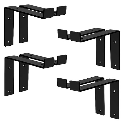 Lot de 8 Supports d'Étagère ML-Design 20x4x14,5 cm, en Métal, Noir, Style Industriel