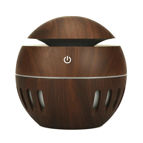 Wewoo Purificateur d'air Lampe d'aromathérapie à sept couleurs pour humidificateur évidé USB à grain de bois avec télécommande brun foncé-3