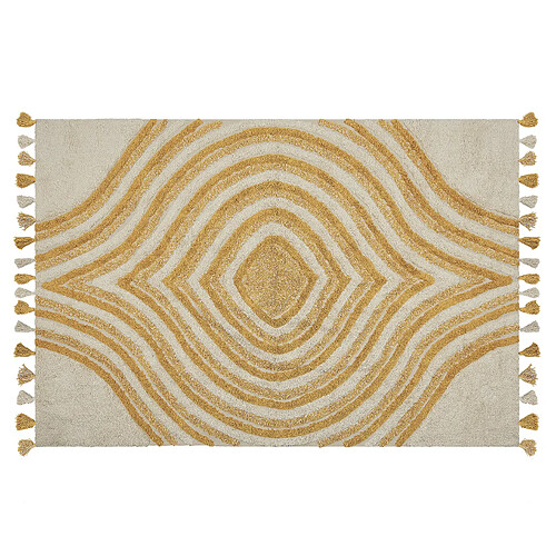 Beliani Tapis en coton 140 x 200 cm beige et jaune BINGOL