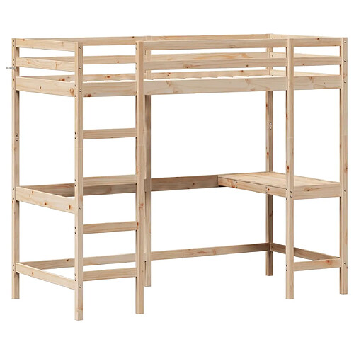 Vidaxl Lit superposé avec bureau 90x190 cm bois de pin massif